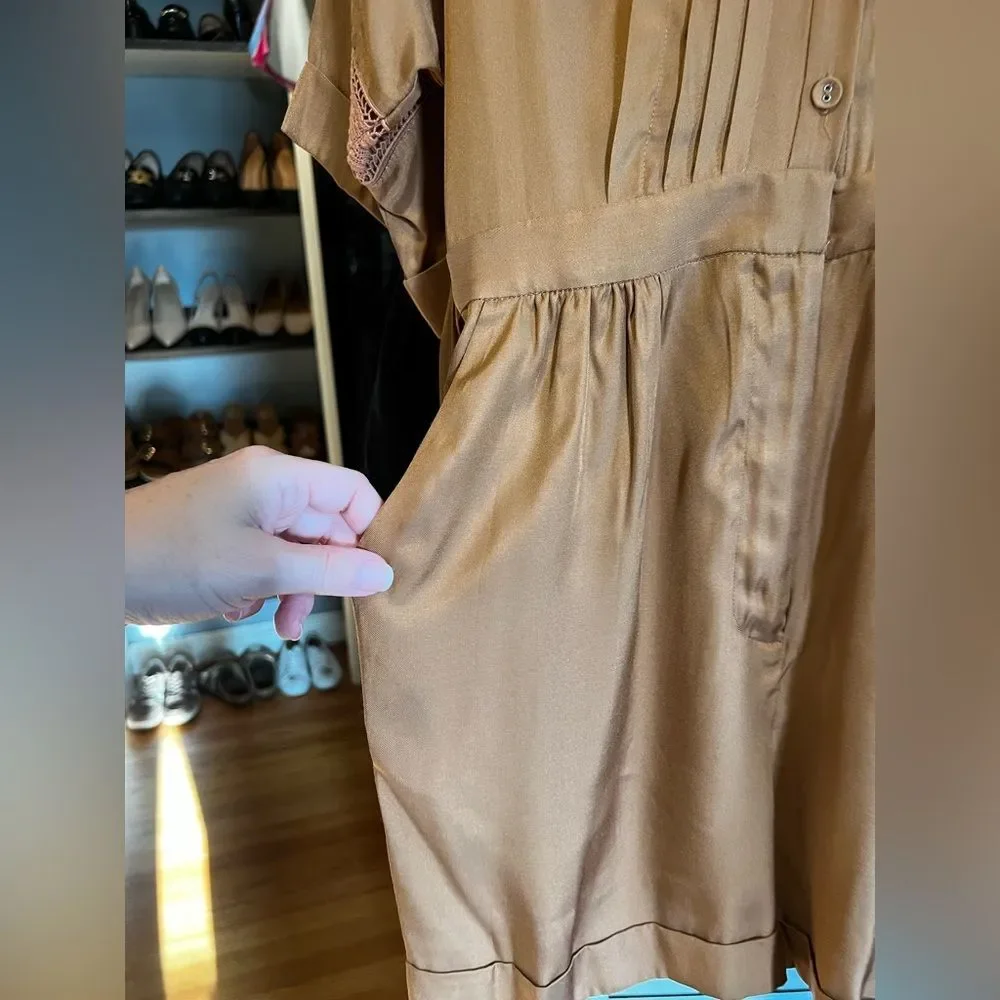 Diane Von Furstenberg Bara Silk Pintuck Button Front Romper